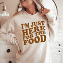 Small (UNISEX RAGLAN SLEEVE) I'm Just Here For The Food: Heather Dust Cozy Bella Canvas Thanksgiving Sweatshirts - Happy Turkey Day Pullovers, Thankful and Blessed Holiday Season, Festive Gift Ideas