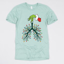 Small (UNISEX) Grinch Lungs: Dusty Blue Christmas Nurse T-Shirts – Festive Holiday Tees for Nurses, Medical Staff, and Holiday Gifts