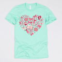 Small (UNISEX) Heart: Heather Mint Valentine’s Day Teacher Graphic Tees – Cute Classroom Tshirts, Teacher Team Shirts, Hearts and Love Designs, School Valentine Celebration
