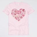 Small (UNISEX) Heart: Soft Pink Valentine’s Day Teacher Graphic Tees – Cute Classroom Tshirts, Teacher Team Shirts, Hearts and Love Designs, School Valentine Celebration