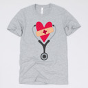 Small (UNISEX) Stethoscope Heart: Athletic Grey Valentine’s Day Nurse Graphic Tees – Cute Group Nurse Tshirts, Medical Valentine Shirts, Heart and Love Nurse Styles, Hospital Valentine Wear