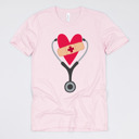 Small (UNISEX) Stethoscope Heart: Soft Pink Valentine’s Day Nurse Graphic Tees – Cute Group Nurse Tshirts, Medical Valentine Shirts, Heart and Love Nurse Styles, Hospital Valentine Wear