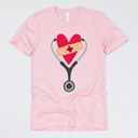 Small (UNISEX) Stethoscope Heart: Pink Valentine’s Day Nurse Graphic Tees – Cute Group Nurse Tshirts, Medical Valentine Shirts, Heart and Love Nurse Styles, Hospital Valentine Wear