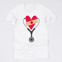 Small (UNISEX) Stethoscope Heart: Ash Valentine’s Day Nurse Graphic Tees – Cute Group Nurse Tshirts, Medical Valentine Shirts, Heart and Love Nurse Styles, Hospital Valentine Wear