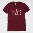 Small (UNISEX) Holiday Stethoscopes: Heather Cardinal Red Christmas Nurse T-Shirts – Festive Holiday Tees for Nurses, Medical Staff, and Holiday Gifts
