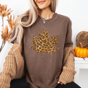 Small (UNISEX) Leopard Leaf: Brown Trendy Fall and Halloween T-Shirts – Cute Spooky Season Graphic Tees for Moms, Teachers, Pumpkin Patch, and 31 Days of Halloween