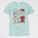 Small (UNISEX) Merry Caring Christmas: Dusty Blue Christmas Nurse T-Shirts – Cute Holiday Gift Tees for Nurses, Labor and Delivery, CNAs, and Healthcare