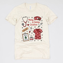 Small (UNISEX) Merry Caring Christmas: Natural Christmas Nurse T-Shirts – Cute Holiday Gift Tees for Nurses, Labor and Delivery, CNAs, and Healthcare