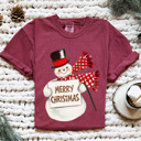 Small (UNISEX) Merry Christmas Snowman: Chili Vintage Christmas T-Shirts – Retro Holiday Tees with Santa, Snowman, Reindeer, and Festive Nostalgia