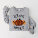 Small (UNISEX RAGLAN SLEEVE) Morning Pumpkin: Athletic Grey Cozy Bella Canvas Thanksgiving Sweatshirts - Happy Turkey Day Pullovers, Thankful and Blessed Holiday Season, Festive Gift Ideas