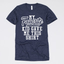 Medium (UNISEX) My Favorite Kid Gave Me This Shirt-White Ink: Heather Midnight Navy Funny Graphic Tees for Awesome Dads