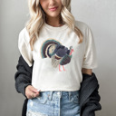 Small (UNISEX) Navy Turkey: Ivory Cozy Thanksgiving Holiday Tees – Pumpkins, Turkeys, and Thankful Vibes, Family Gatherings, Holiday Comfort, Trendy Friendsgiving
