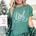 Small (UNISEX) Noel: Light Green Vintage Minty Christmas Holiday Tees – Santa, Reindeer, Snowman, Noël, and Poinsettia for Classic Holiday Cheer, Cozy Winter Style, and Holiday Gift Ideas