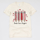 Small (UNISEX) Pencils: Natural Valentine’s Day Teacher Graphic Tees – Cute Classroom Tshirts, Teacher Team Shirts, Hearts and Love Designs, School Valentine Celebration