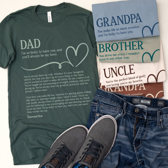 Personalized Letter Tees for Dad, Grandpa, Uncle, or Brother – Sentimental Gift for Father Figures