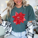 Small (UNISEX) Poinsettia: Blue Spruce Trendy Christmas T-Shirts, Santa, Reindeer, Gingerbread, and Festive Holiday Graphic Tees for Cookie Exchanges, Christmas Lights, and Holiday Gifts