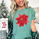 Small (UNISEX) Poinsettia: Light Green Trendy Christmas T-Shirts, Santa, Reindeer, Gingerbread, and Festive Holiday Graphic Tees for Cookie Exchanges, Christmas Lights, and Holiday Gifts