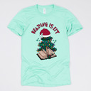 Small (UNISEX) Reading Is Lit: Heather Mint Cozy Christmas Reading T-Shirts - Festive Holiday Book Lover Tees for Teachers, Librarians, Bookworms, and Cozy Gift Ideas