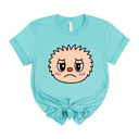 Small (UNISEX) Sad Face: Turquoise Trendy Cute Character Monster Group Costume Tee – Funny Teacher Shirt, Spooky School Event Outfit, Fall Top