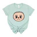 Small (UNISEX) Sad Face: Dusty Blue Trendy Cute Character Monster Group Costume Tee – Funny Teacher Shirt, Spooky School Event Outfit, Fall Top