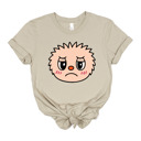 Small (UNISEX) Sad Face: Tan Trendy Cute Character Monster Group Costume Tee – Funny Teacher Shirt, Spooky School Event Outfit, Fall Top