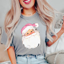 Small (UNISEX) Santa: Grey Vintage Minty Christmas Holiday Tees – Santa, Reindeer, Snowman, Noël, and Poinsettia for Classic Holiday Cheer, Cozy Winter Style, and Holiday Gift Ideas