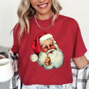 Small (UNISEX) Santa: Red Vintage Christmas T-Shirts – Retro Holiday Tees with Santa, Snowman, Reindeer, and Festive Nostalgia