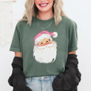 Small (UNISEX) Santa: Moss Vintage Minty Christmas Holiday Tees – Santa, Reindeer, Snowman, Noël, and Poinsettia for Classic Holiday Cheer, Cozy Winter Style, and Holiday Gift Ideas