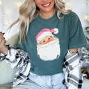 Small (UNISEX) Santa: Blue Spruce Vintage Minty Christmas Holiday Tees – Santa, Reindeer, Snowman, Noël, and Poinsettia for Classic Holiday Cheer, Cozy Winter Style, and Holiday Gift Ideas