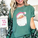 Small (UNISEX) Santa: Light Green Vintage Minty Christmas Holiday Tees – Santa, Reindeer, Snowman, Noël, and Poinsettia for Classic Holiday Cheer, Cozy Winter Style, and Holiday Gift Ideas