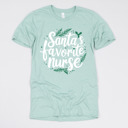 Small (UNISEX) Santa's Favorite Nurse: Dusty Blue Christmas Nurse T-Shirts – Cute Holiday Gift Tees for Nurses, Labor and Delivery, CNAs, and Healthcare