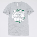 Small (UNISEX) Santa's Favorite Nurse: Athletic Grey Christmas Nurse T-Shirts – Cute Holiday Gift Tees for Nurses, Labor and Delivery, CNAs, and Healthcare