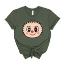 Small (UNISEX) Smile Face: Military Green Trendy Cute Character Monster Group Costume Tee – Funny Teacher Shirt, Spooky School Event Outfit, Fall Top