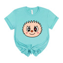 Small (UNISEX) Smile Face: Turquoise Trendy Cute Character Monster Group Costume Tee – Funny Teacher Shirt, Spooky School Event Outfit, Fall Top