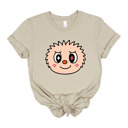 Small (UNISEX) Smile Face: Tan Trendy Cute Character Monster Group Costume Tee – Funny Teacher Shirt, Spooky School Event Outfit, Fall Top