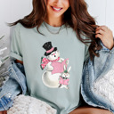 Small (UNISEX) Snowman: Bay Vintage Minty Christmas Holiday Tees – Santa, Reindeer, Snowman, Noël, and Poinsettia for Classic Holiday Cheer, Cozy Winter Style, and Holiday Gift Ideas