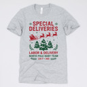 Small (UNISEX) Special Deliveries: Athletic Grey Christmas Nurse T-Shirts – Cute Holiday Gift Tees for Nurses, Labor and Delivery, CNAs, and Healthcare