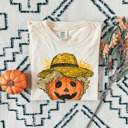Small (UNISEX) Pumpkin Scarecrow: Ivory Trendy Fall and Halloween T-Shirts – Cute Spooky Season Graphic Tees for Moms, Teachers, Pumpkin Patch, and 31 Days of Halloween