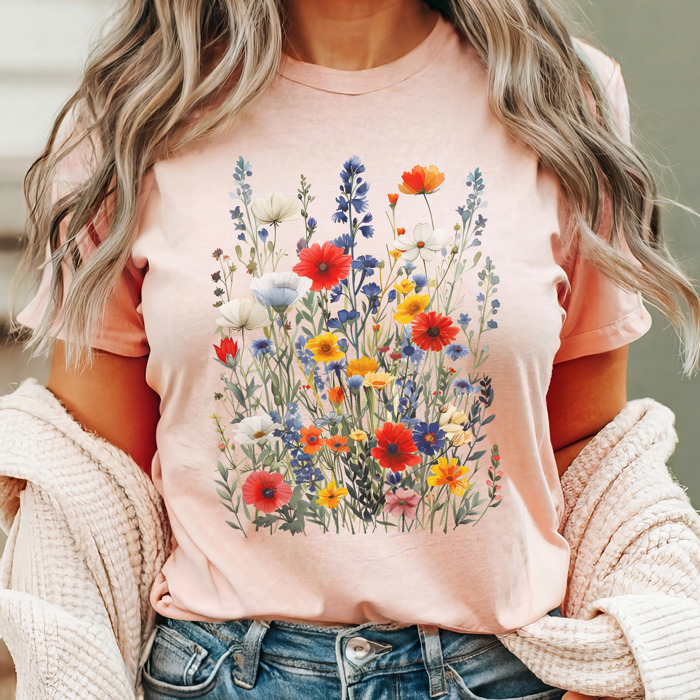 Vintage Wildflowers Bella Canvas Spring Garden Tee