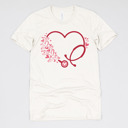 Small (UNISEX) Heart Stethoscope: Vintage White Nurse Valentine’s Day Graphic Tees – Cute Group Nurse Tshirts, Medical Staff Shirts, Sweetheart Hospital Unit Tees, Labor and Delivery Valentines