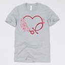 Small (UNISEX) Heart Stethoscope: Athletic Grey Nurse Valentine’s Day Graphic Tees – Cute Group Nurse Tshirts, Medical Staff Shirts, Sweetheart Hospital Unit Tees, Labor and Delivery Valentines