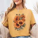 Small (UNISEX) Sunflower Bouquet: Mustard Cozy Thanksgiving Holiday Tees – Pumpkins, Turkeys, and Thankful Vibes, Family Gatherings, Holiday Comfort, Trendy Friendsgiving