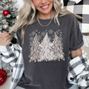 Small (UNISEX) 3 White Xmas Trees: Pepper Vintage Christmas T-Shirts – Retro Holiday Tees with Santa, Snowman, Reindeer, and Festive Nostalgia