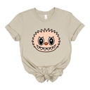 Small (UNISEX) Toothy Smile Face: Tan Trendy Cute Character Monster Group Costume Tee – Funny Teacher Shirt, Spooky School Event Outfit, Fall Top