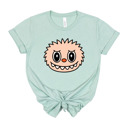 Small (UNISEX) Toothy Smile Face: Dusty Blue Trendy Cute Character Monster Group Costume Tee – Funny Teacher Shirt, Spooky School Event Outfit, Fall Top