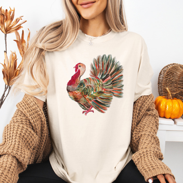 Comfort Colors Cute Watercolor Thanksgiving Turkey