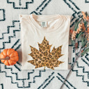 Small (UNISEX) Leopard Leaf: Ivory Trendy Fall and Halloween T-Shirts – Cute Spooky Season Graphic Tees for Moms, Teachers, Pumpkin Patch, and 31 Days of Halloween