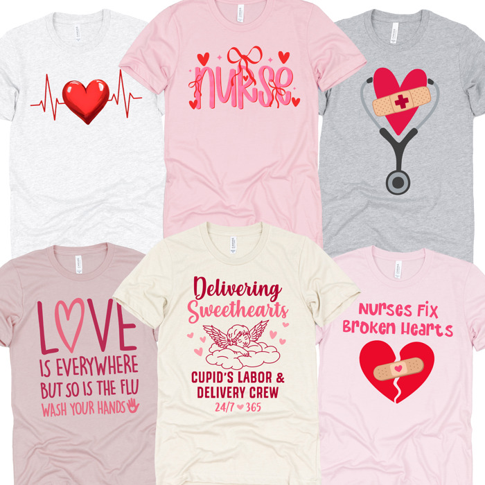 Valentine’s Day Nurse Graphic Tees – Cute Group Nurse Tshirts, Medical Valentine Shirts, Heart and Love Nurse Styles, Hospital Valentine Wear