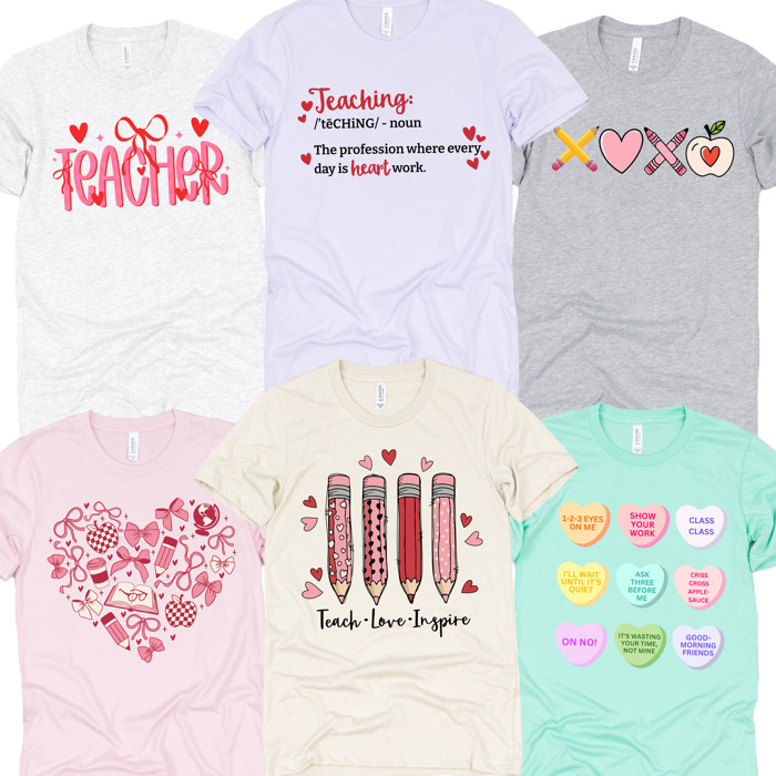 Valentine’s Day Teacher Graphic Tees – Cute Classroom Tshirts, Teacher Team Shirts, Hearts and Love Designs, School Valentine Celebration