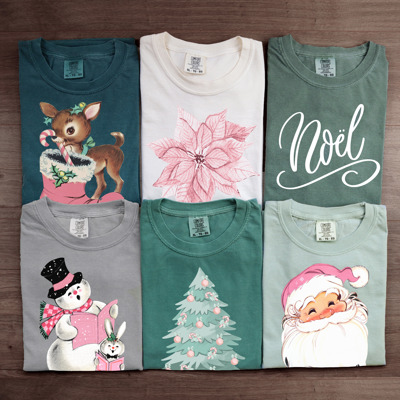Vintage Minty Christmas Holiday Tees – Santa, Reindeer, Snowman, Noël, and Poinsettia for Classic Holiday Cheer, Cozy Winter Style, and Holiday Gift Ideas
